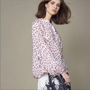 Anna Glover x H&M Button Down Pattern floral Blouse sz 2 lavender pink oversized